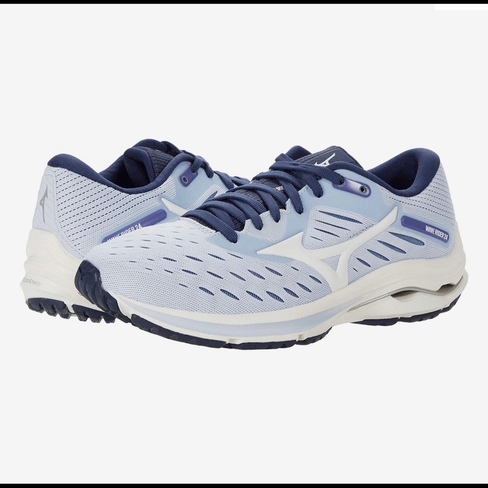 NEW! Mizuno Womens Sneaker Wave Rider 24 Arctic Ice/Snow White Size 8 J1GD200314